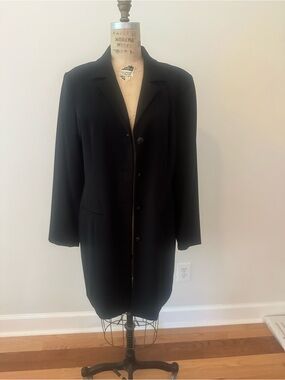 Sag Harbor Black Long Single-Breasted Trench Coat